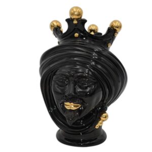 Testa h 30 black/gold s/espressione labbra oro maschio