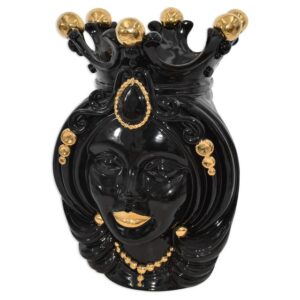 Testa h 38 black/gold s/espressione labbra oro femmina