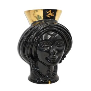 Testa h 30 corona liscia in oro black/gold trinacria s/espressione femmina
