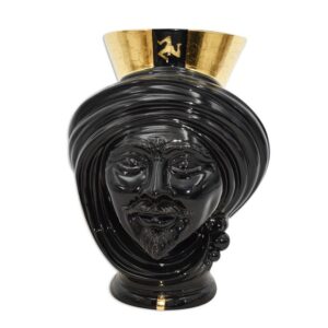 Testa h 30 corona liscia in oro black/gold trinacria s/espressione maschio