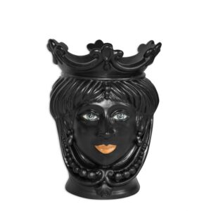 Testa h 25 c/perline black opaco c/espressione femmina labbra arancio
