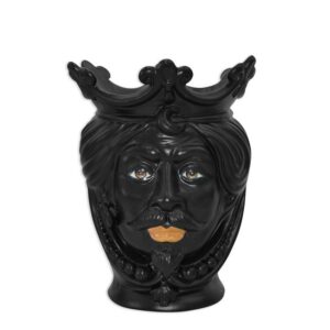 Testa h 25 c/perline black opaco c/espressione maschio labbra arancio