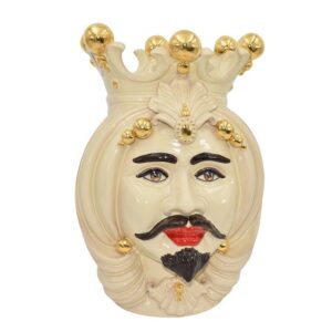 Testa h 38 avorio integrale e oro c/espressione maschio labbra rosse