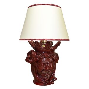 Lume a testa h 40 limoni bordeaux integrale maschio (h70 c/paralume Ø45)
