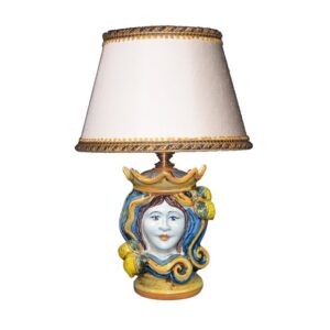 Lume a testa h 15 limoni blu/arancio femmina (h35 c/paralume Ø20)