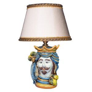 Lume a testa h 15 limoni blu/arancio maschio bianco (h35 c/paralume Ø20)