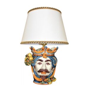 Lume a testa h 25 limoni blu/arancio maschio bianco (h55 c/paralume Ø35)