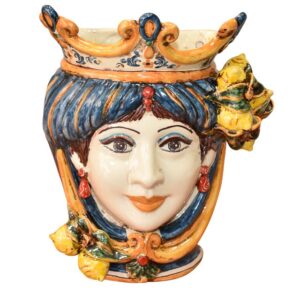Applique a testa di moro h 25 limoni blu/arancio femmina