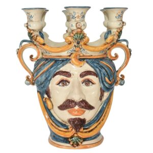 Testa a candeliere h 25 blu/arancio maschio bianco