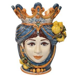 Applique a testa di moro h 40 limoni blu/arancio femmina