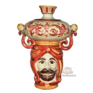 Testa a portacandela h 15 bordeaux/arancio maschio bianco - Bomboniera