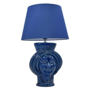 Lume a testa corona liscia h 30 blu intenso femmina (h60 c/paralume Ø 35)
