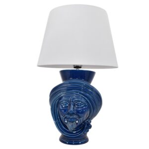 Lume a testa corona liscia h 30 blu intenso maschio (h60 c/paralume Ø 35)