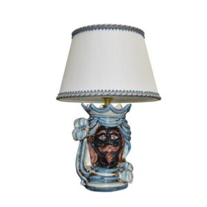 Lume a testa h 15 limoni mono blu maschio moro (h35 c/paralume Ø20)