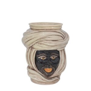 Testa h 20 tuareg corona liscia madreperla antichizzato maschio moro viso lucido