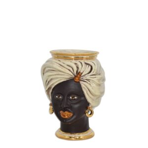 Testa h 20 tuareg corona liscia madreperla antichizzato oro e lustri femmina viso opaco