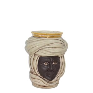 Testa h 20 tuareg corona liscia madreperla antichizzato oro e lustri maschio moro viso opaco