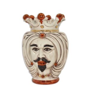Testa h 25 turbante madreperla antichizzato oro e lustri maschio bianco