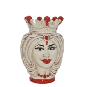 Testa h 25 turbante madreperla antichizzato c/perline rosse c/espressione femmina