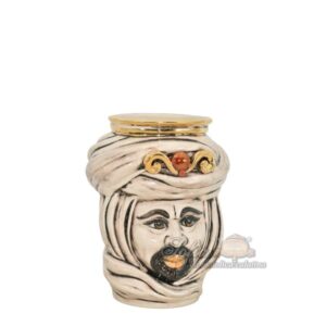 Testa h 20 tuareg corona liscia madreperla antichizzato oro e lustri maschio viso chiaro