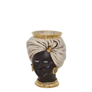 Testa h 20 tuareg corona liscia madreperla antichizzato oro femmina viso opaco
