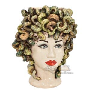 Testa h 42 medusa s/corona madreperla colorato c/espressione labbra rosse