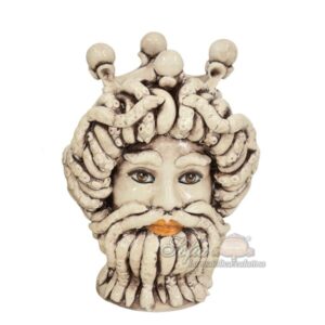 Testa h 22 tritone c/corona madreperla antichizzato solo espressione bocca arancio maschio