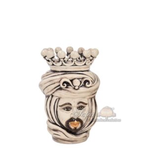 Testa h 20 tuareg con corona madreperla antichizzato c/espressione maschio bianco