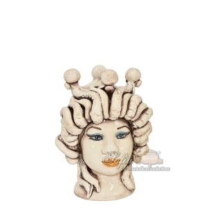 Testa h 15 tritone c/corona madreperla antichizzato solo espressione bocca arancio femmina