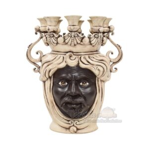 Testa a candeliere h 40 madreperla antichizzato maschio solo occhi moro viso opaco