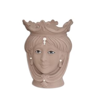 Testa h 25 liscia tortora opaco c/perline madreperla c/espressione femmina