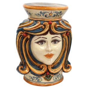 Testa a pouf h 60 blu/arancio femmina