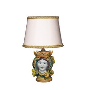 Lume a testa h 15 limoni verde/arancio femmina (h35 c/paralume Ø20)