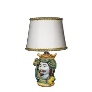 Lume a testa h 15 limoni verde/arancio maschio bianco (h35 c/paralume Ø20)