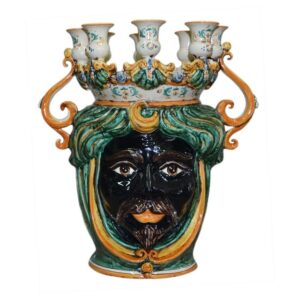 Testa a candeliere h 40 verde/arancio maschio moro