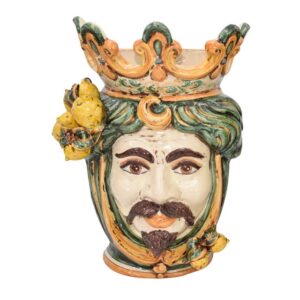 Applique a testa di moro h 40 limoni verde/arancio maschio bianco