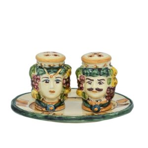 Set teste sale e pepe h 7 c/frutta verde/arancio maschio bianco - Bomboniera