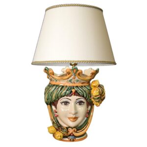 Lume a testa h 25 limoni verde/arancio femmina (h55 c/paralume Ø35)