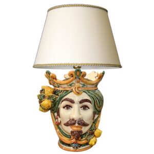 Lume a testa h 25 limoni verde/arancio maschio bianco (h55 c/paralume Ø35)