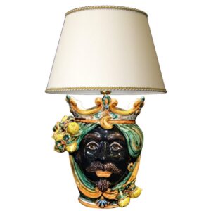Lume a testa h 25 limoni verde/arancio maschio moro (h55 c/paralume Ø35)