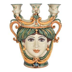 Testa a candeliere h 25 verde/arancio femmina