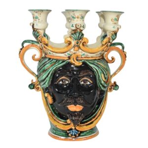 Testa a candeliere h 25 verde/arancio maschio moro