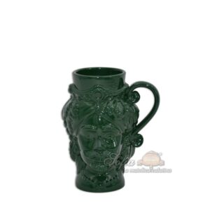 Tazza a testa h 15 verde antico maschio - Bomboniera