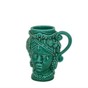 Tazza a testa h 15 verde smeraldo femmina - Bomboniera