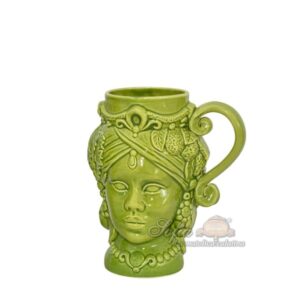 Tazza a testa h 15 verde foglia femmina - Bomboniera