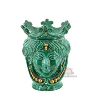 Testa h 25 c/perline verde rame s/espressione femmina
