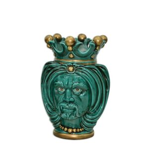 Testa h 25 turbante verde rame c/espressione maschio no labbra