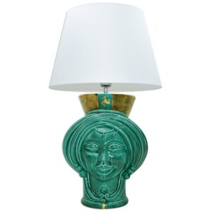 Lume a testa corona liscia h 30 verde rame trinacria femmina (h60 c/paralume Ø 35)