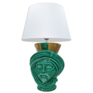 Lume a testa corona liscia h 30 verde rame trinacria maschio (h60 c/paralume Ø 35)