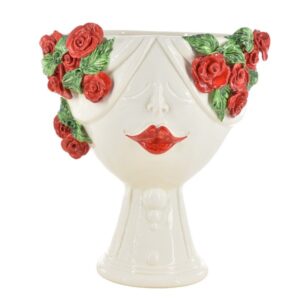 Testa h 30 zahira white & color con rose femmina (pasta bianca)
